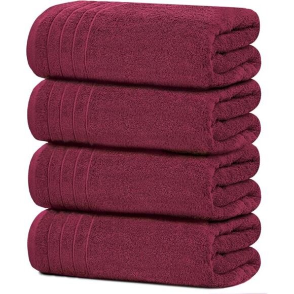 New Pack of 4 Extra Large Bath Towels 30 x 60 Inches 100% Cotton